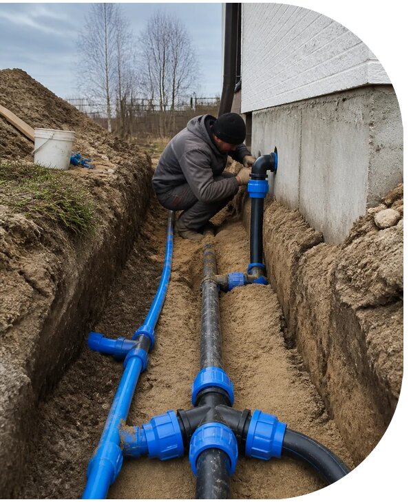 Монтаж наружного водопровода на участке под ключ в Лениногорске
